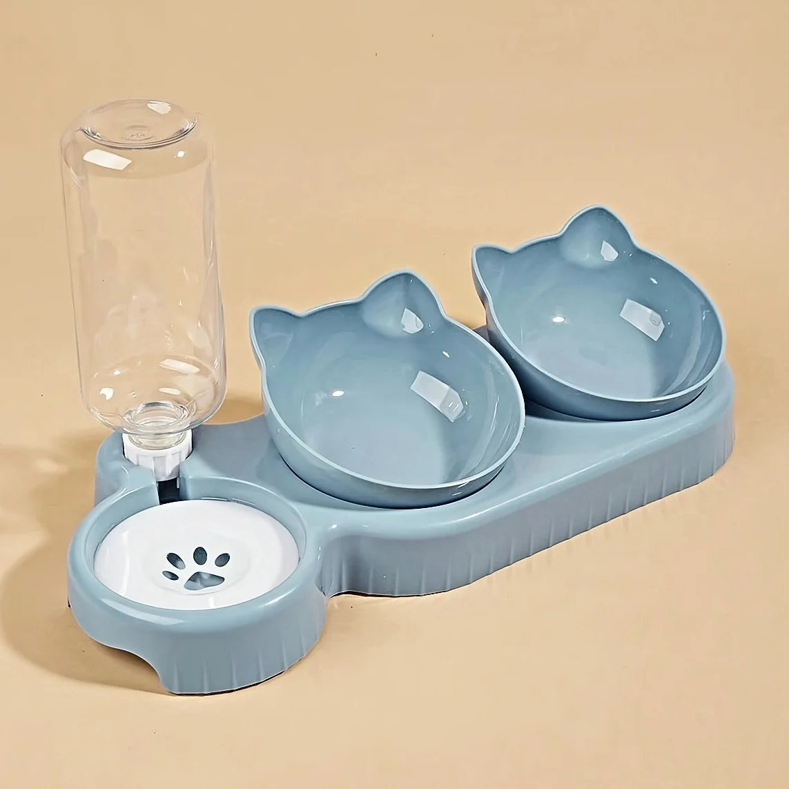3-in-1 Cat Food Bowl with Water Feeder