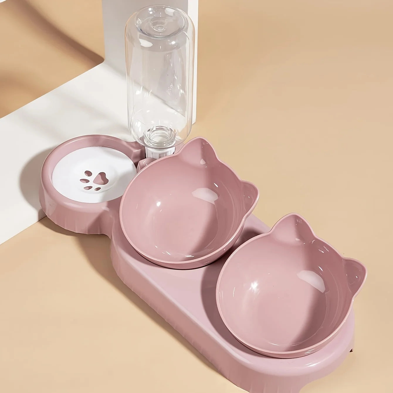 3-in-1 Cat Food Bowl with Water Feeder