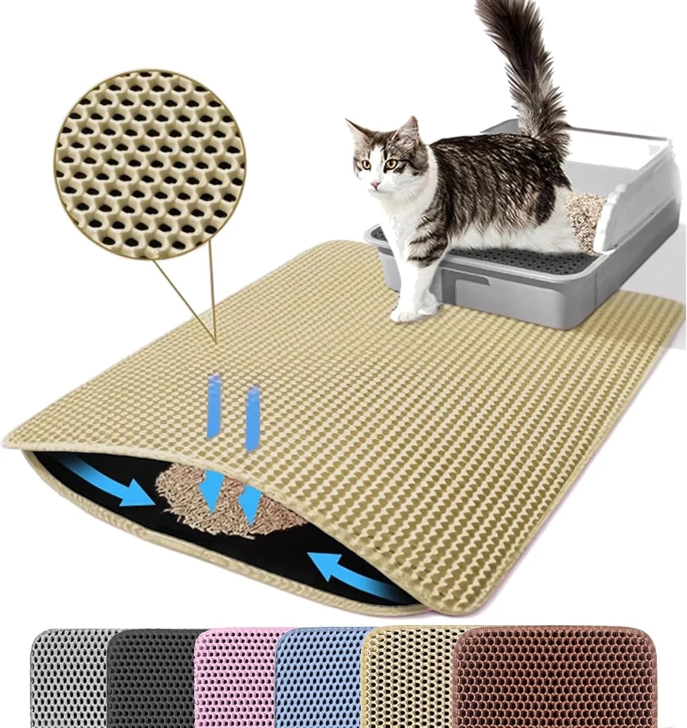 Double Layer Cat Litter Mat for Tracking Control