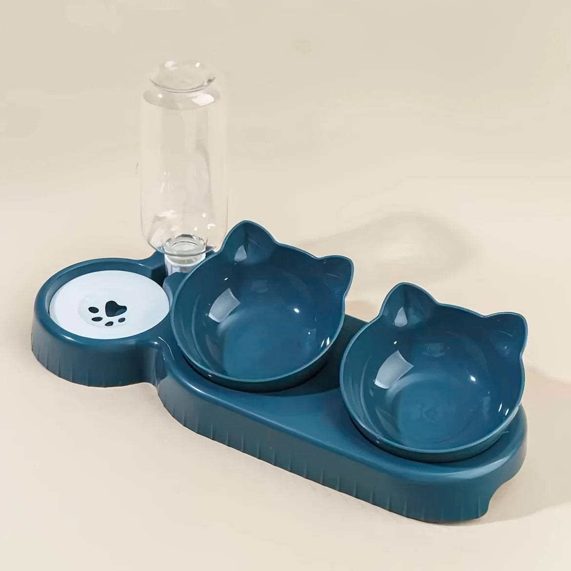 3-in-1 Cat Food Bowl with Water Feeder