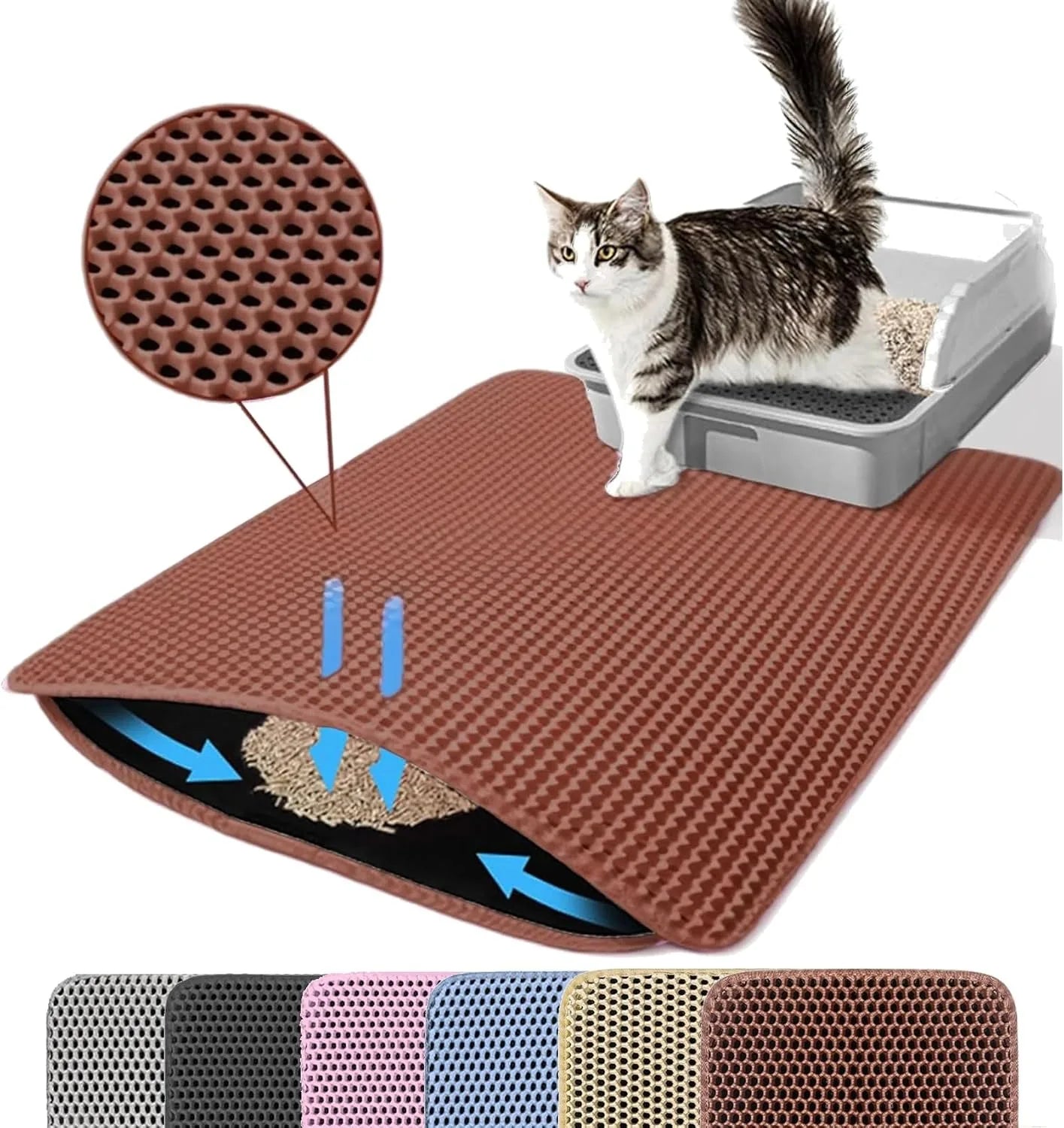 Double Layer Cat Litter Mat for Tracking Control