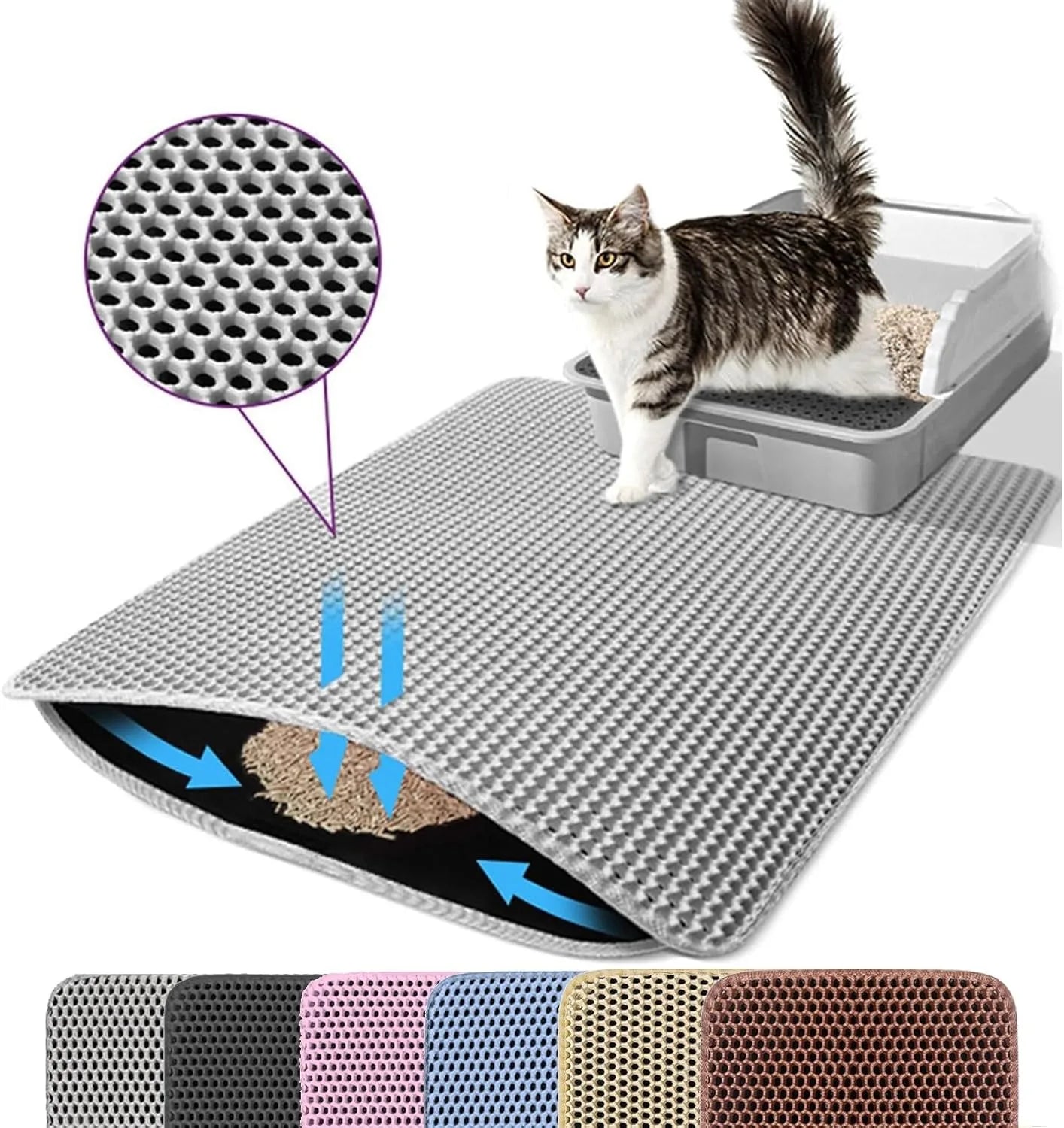 Double Layer Cat Litter Mat for Tracking Control